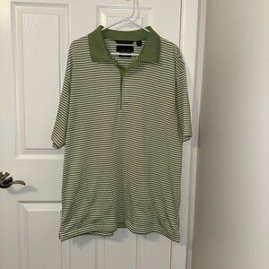 Greg Norman Men's PlayDry Short Sleeve Green‎ Striped Golf Polo XL